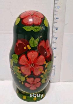 Stacking Traditional Wood Russian Matryoshka Nesting Dolls Set of 9 Signed 13