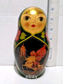 Stacking Traditional Wood Russian Matryoshka Nesting Dolls Set of 9 Signed 13