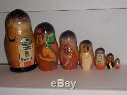 Star Wars Authentic Russian MATRYOSHKA Nesting Dolls with 7 wooden dolls (1990's)