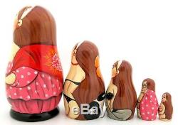 Striptease Nesting Doll Matryoshka Hand Painted Russia Stacking Doll Nude Naked 