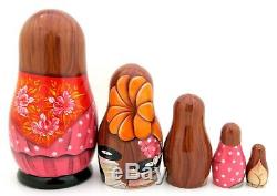 Striptease Matryoshka Russian nesting dolls 5 Exotic Dancer signed HAND PAINTED