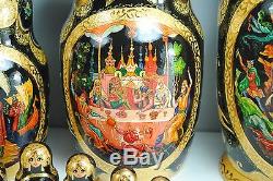Stunning 1999 Russian 25 Pieces Matryoshka Nesting Doll 13 Fairy Tales