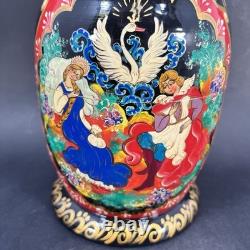 Stunning 9 Hand-Painted 10-Piece Russian Matryoshka Nesting Doll Set Signed