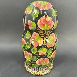 Stunning 9 Hand-Painted 10-Piece Russian Matryoshka Nesting Doll Set Signed
