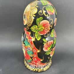Stunning 9 Hand-Painted 10-Piece Russian Matryoshka Nesting Doll Set Signed