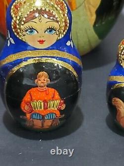 Stunning Large Matryoshka Russian Nesting Dolls 9 Dolls Fairy Tales Moscow