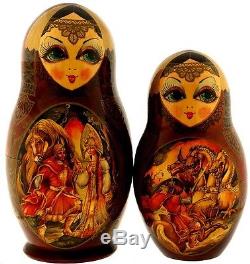 Stunning Unique Matrioshka Nesting Dolls Hand Panted 15pc Fairytales Collect