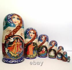 Swan & Geese Fairytale Unique Russian Hand Carved Hand Painted Nesting DOLL set