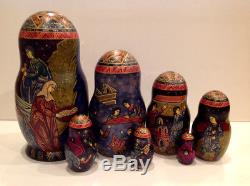T. Shiryaeva Russian Fedoskino Style 7 Nest. Doll Story Of Moses 8.5early 90-s