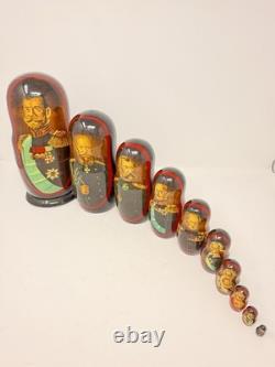 Ten Romanovs Dynasty Hand-Painted Wooden Nesting Dolls by Vishnyakov V. V