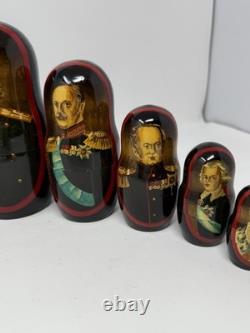 Ten Romanovs Dynasty Hand-Painted Wooden Nesting Dolls by Vishnyakov V. V