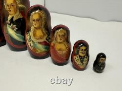 Ten Romanovs Dynasty Hand-Painted Wooden Nesting Dolls by Vishnyakov V. V