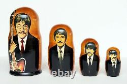 The Beatles! Matreshka! 5 Pc Handmade Wooden Russian Nesting Dolls! Excellent