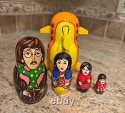 The Beatles Yellow Submarine Wooden Dolls 2005 Russian Nesting PRISTINE