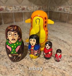 The Beatles Yellow Submarine Wooden Dolls 2005 Russian Nesting PRISTINE