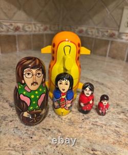 The Beatles Yellow Submarine Wooden Dolls 2005 Russian Nesting PRISTINE