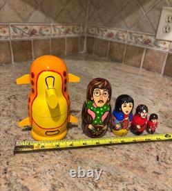 The Beatles Yellow Submarine Wooden Dolls 2005 Russian Nesting PRISTINE