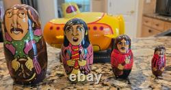 The Beatles Yellow Submarine Wooden Russian Nesting Dolls Made in Russia 2000