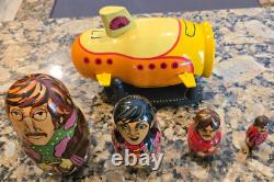 The Beatles Yellow Submarine Wooden Russian Nesting Dolls Made in Russia 2000