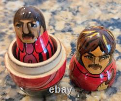 The Beatles Yellow Submarine Wooden Russian Nesting Dolls Made in Russia 2000