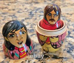 The Beatles Yellow Submarine Wooden Russian Nesting Dolls Made in Russia 2000