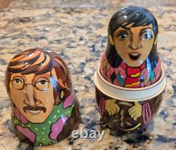 The Beatles Yellow Submarine Wooden Russian Nesting Dolls Made in Russia 2000
