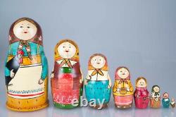 The First Russian Traditional Matryoshka 8pcs Hand painted Nesting Doll
