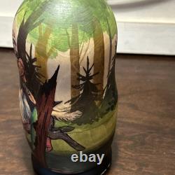 The Gray Wolf Folklore Russian Handmade Matryoshka Nesting Doll 5 Pce