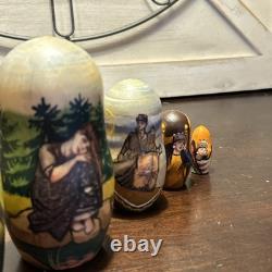 The Gray Wolf Folklore Russian Handmade Matryoshka Nesting Doll 5 Pce