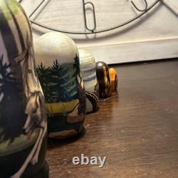 The Gray Wolf Folklore Russian Handmade Matryoshka Nesting Doll 5 Pce
