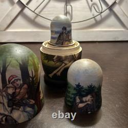 The Gray Wolf Folklore Russian Handmade Matryoshka Nesting Doll 5 Pce