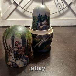 The Gray Wolf Folklore Russian Handmade Matryoshka Nesting Doll 5 Pce