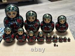 Tiny & Unique Russian Nesting doll, 6 set of 15, Collectible, Signed