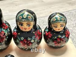 Tiny & Unique Russian Nesting doll, 6 set of 15, Collectible, Signed