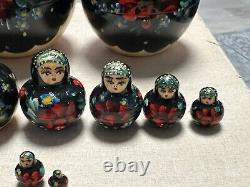 Tiny & Unique Russian Nesting doll, 6 set of 15, Collectible, Signed