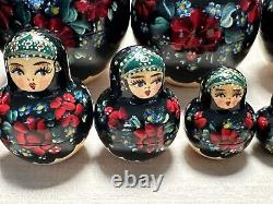 Tiny & Unique Russian Nesting doll, 6 set of 15, Collectible, Signed