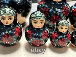 Tiny & Unique Russian Nesting doll, 6 set of 15, Collectible, Signed