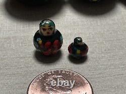 Tiny & Unique Russian Nesting doll, 6 set of 15, Collectible, Signed