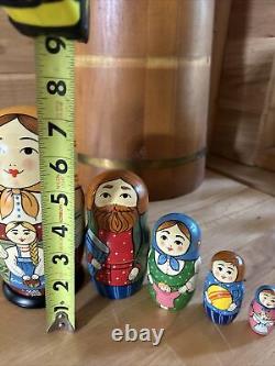 Traditional Matryoshka Happy Family Nesting Dolls Russian Hand Painted 5 Signed