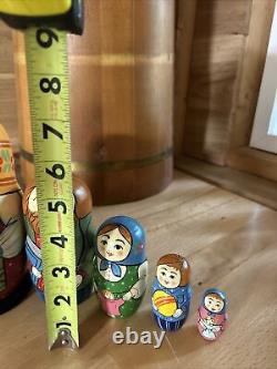 Traditional Matryoshka Happy Family Nesting Dolls Russian Hand Painted 5 Signed