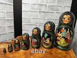 Traditional Matryoshka Russian Nesting Dolls Set of 7 Signed