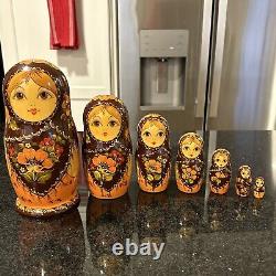 Traditional Poppy Red / Orange Flower Matryoshka Russian Nesting Doll 7 Pce