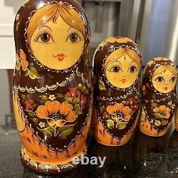 Traditional Poppy Red / Orange Flower Matryoshka Russian Nesting Doll 7 Pce