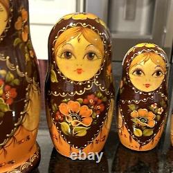 Traditional Poppy Red / Orange Flower Matryoshka Russian Nesting Doll 7 Pce