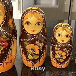 Traditional Poppy Red / Orange Flower Matryoshka Russian Nesting Doll 7 Pce