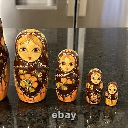 Traditional Poppy Red / Orange Flower Matryoshka Russian Nesting Doll 7 Pce