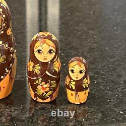 Traditional Poppy Red / Orange Flower Matryoshka Russian Nesting Doll 7 Pce