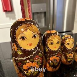 Traditional Poppy Red / Orange Flower Matryoshka Russian Nesting Doll 7 Pce