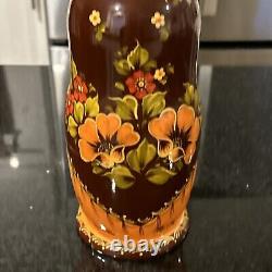 Traditional Poppy Red / Orange Flower Matryoshka Russian Nesting Doll 7 Pce