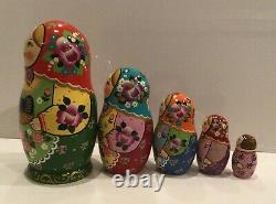 Traditional Russian Matryoshka withChicken, Handcrafted & Painted Nesting Doll 5PC